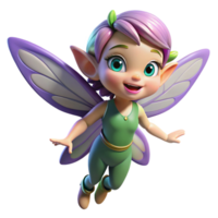 captivating modern A mischievous pixie with shimmering wings and playful expression. NO BACKGROUND with Transparent Background. studio quality png