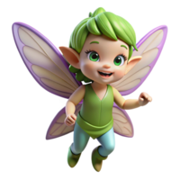 joyful enchanting A mischievous pixie with shimmering wings and playful expression. NO BACKGROUND with Transparent Background. top-tier png