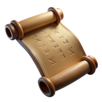 captivating joyful tropical A single, ancient scroll with cryptic writing. NO BACKGROUND with Transparent Background. impeccable png
