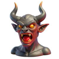 quintessential geometric A fierce demon with horns and glowing red eyes. NO BACKGROUND with Transparent Background. flawless png