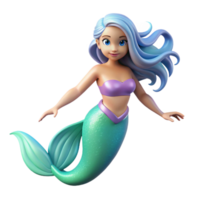 pristine impressionist A beautiful mermaid with flowing hair and a shimmering tail. NO BACKGROUND with Transparent Background. flawless png