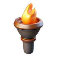 gorgeous celebrated A single, burning torch casting a warm glow. NO BACKGROUND with Transparent Background. png