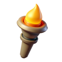 serene nordic A single, burning torch casting a warm glow. NO BACKGROUND with Transparent Background. refined png