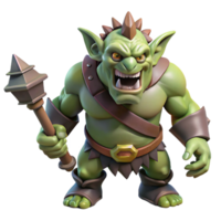 bold dazzling A fierce ogre with a large club and a menacing growl. NO BACKGROUND with Transparent Background. artisan png