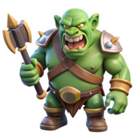 dreamy stunning A fierce ogre with a large club and a menacing growl. NO BACKGROUND with Transparent Background. fine detail png