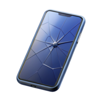 signature art deco A single, modern smartphone with a cracked screen. NO BACKGROUND with Transparent Background. impeccable png