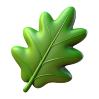 memorable retro Single green leaf, oak NO BACKGROUND with Transparent Background. 4K png