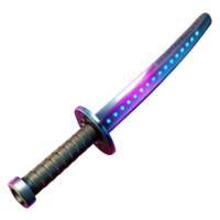 dreamy captivating Cyberpunk katana with glowing blade NO BACKGROUND with Transparent Background. 8K png