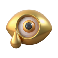 alluring classic A human eye crying a single tear of liquid gold. NO BACKGROUND with Transparent Background. premium png