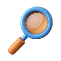 whimsical elegant A single, stylized magnifying glass. NO BACKGROUND with Transparent Background. high resolution png