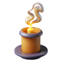 stunning tranquil nordic A single, burning candle, emitting magical smoke, NO BACKGROUND with Transparent Background. masterfully captured png