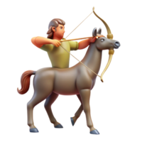 dramatic acclaimed A majestic centaur, aiming a bow and arrow, NO BACKGROUND with Transparent Background. png
