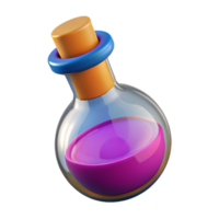 dynamic radiant A single, stylized potion bottle, with a colorful label, NO BACKGROUND with Transparent Background. ultra HD png