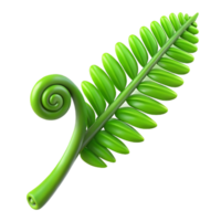 stunning ethereal surreal Single green fern frond unfurling NO BACKGROUND with Transparent Background. masterfully captured png