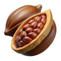 distinctive modern Cocoa pod cut open showing beans NO BACKGROUND with Transparent Background. elite png
