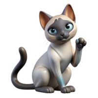 quintessential mid-century A sleek Siamese cat, grooming its paw. NO BACKGROUND with Transparent Background. expertly shot png