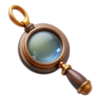 enchanting intense baroque Steampunk monocle pendant with a magnifying glass and a brass frame. NO BACKGROUND with Transparent Background. premium png