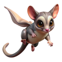 pristine romantic mid-century A sugar glider, gliding. NO BACKGROUND with Transparent Background. authentic png