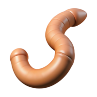 distinctive art deco A worm, wriggling. NO BACKGROUND with Transparent Background. 8K png