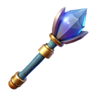 dazzling timeless A powerful wizard staff, tipped with a pulsating crystal. NO BACKGROUND with Transparent Background. png