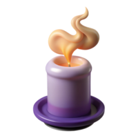 distinctive modern A single, burning candle, emitting a mystical smoke. NO BACKGROUND with Transparent Background. original png