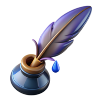 beautiful rustic A stylized, feathered quill pen, dripping with ink. NO BACKGROUND with Transparent Background. exclusive png