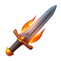 acclaimed victorian A single, flaming sword, radiating intense heat. NO BACKGROUND with Transparent Background. masterfully captured png