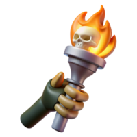 bold hypnotic A stylized, skeletal hand, holding a burning torch. NO BACKGROUND with Transparent Background. artisan png