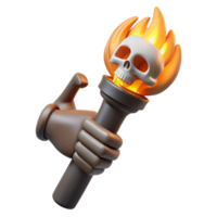 impressive dramatic retro A stylized, skeletal hand, holding a burning torch. NO BACKGROUND with Transparent Background. precision png