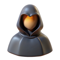 alluring peaceful impressionist A stylized, hooded figure, cloaked in shadows. NO BACKGROUND with Transparent Background. museum quality png
