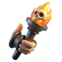 whimsical stunning A stylized, skeletal hand, holding a burning torch. NO BACKGROUND with Transparent Background. top-tier png