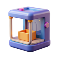 playful beautiful 3D printer printing a small object NO BACKGROUND with Transparent Background. authentic png