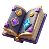 alluring coveted A stylized, open grimoire, filled with arcane symbols. NO BACKGROUND with Transparent Background. png