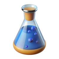 dramatic radiant Laboratory beaker with bubbling liquid NO BACKGROUND with Transparent Background. fine detail png