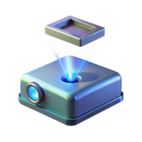 joyful serene Hologram projector emitting a beam of light NO BACKGROUND with Transparent Background. genuine png
