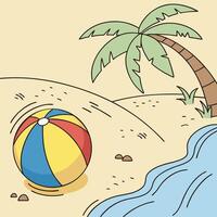 Bright Beach Ball Bouncing by the Shoreline vector