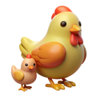 beautiful tropical A hen with chicks, single chick isolated, NO BACKGROUND with Transparent Background. original png