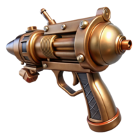 elegant inspired Steampunk ray gun with copper plating and a wooden handle. NO BACKGROUND with Transparent Background. png
