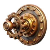 elegant unparalleled Steampunk doorknob with intricate gear mechanisms and a brass finish. NO BACKGROUND with Transparent Background. png