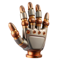 beautiful unparalleled Steampunk robot hand icon with articulated fingers and copper wiring. NO BACKGROUND with Transparent Background. png