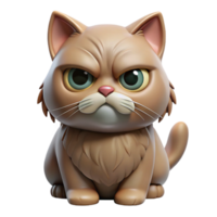 acclaimed surreal A grumpy Persian cat with flattened ears. NO BACKGROUND with Transparent Background. studio quality png