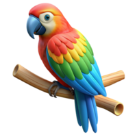 acclaimed surreal A colorful macaw parrot perched on a branch branch cropped out. NO BACKGROUND with Transparent Background. authentic png