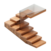 distinctive futuristic Modern staircase, floating wooden steps NO BACKGROUND with Transparent Background. sharp png