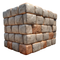 celebrated geometric Stone wall section, granite blocks NO BACKGROUND with Transparent Background. original png