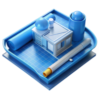 beautiful distinctive Blueprint, architectural drawing NO BACKGROUND with Transparent Background. png
