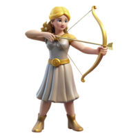 distinctive creative Artemis, Goddess of the Hunt, with bow and arrow, NO BACKGROUND with Transparent Background. top-tier png