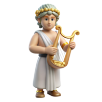 dramatic radiant Apollo, God of Music and Light, holding lyre, NO BACKGROUND with Transparent Background. studio quality png