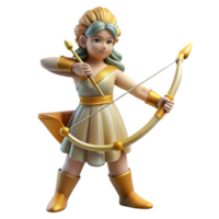breathtaking exemplary Artemis, Goddess of the Hunt, with bow and arrow, NO BACKGROUND with Transparent Background. png