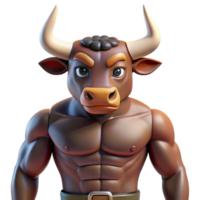 captivating abstract Minotaur, half-bull, half-man, NO BACKGROUND with Transparent Background. artisan png