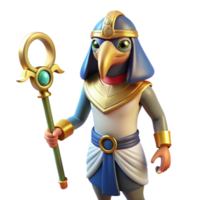 elegant surreal Thoth, Egyptian god of writing, ibis-headed, NO BACKGROUND with Transparent Background. masterfully captured png